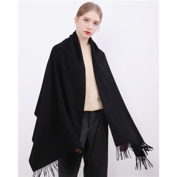 Winter Scarfs for Women Pashmina Shawls Black - Picture 4 of 7